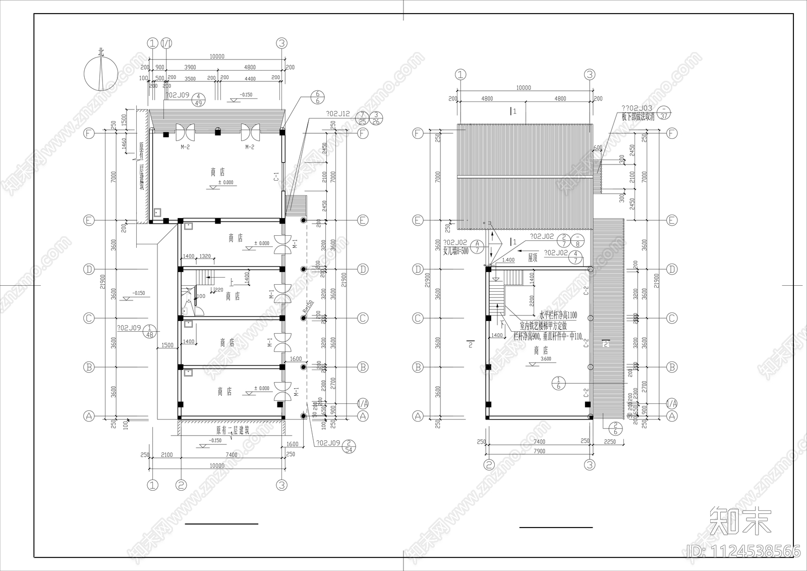 中式仿古民居建筑施工图cad施工图下载【ID:1124538566】