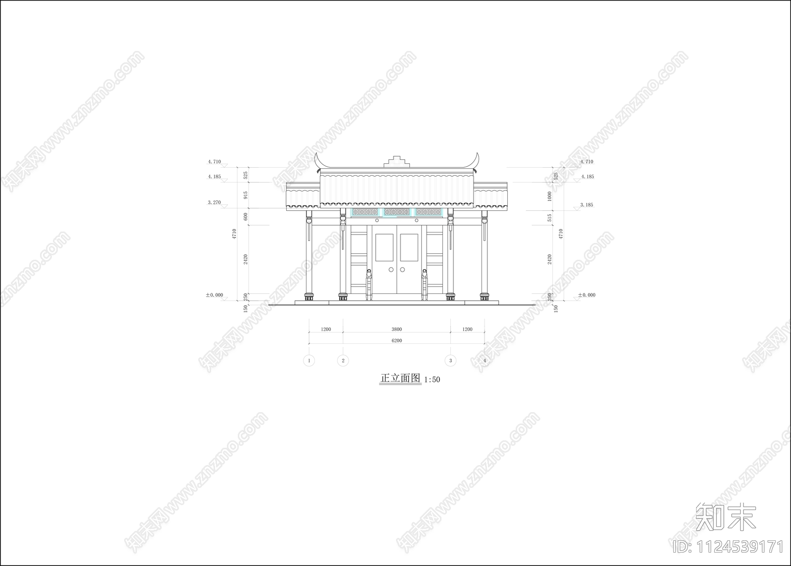 中式云南民居门厅cadcad施工图下载【ID:1124539171】