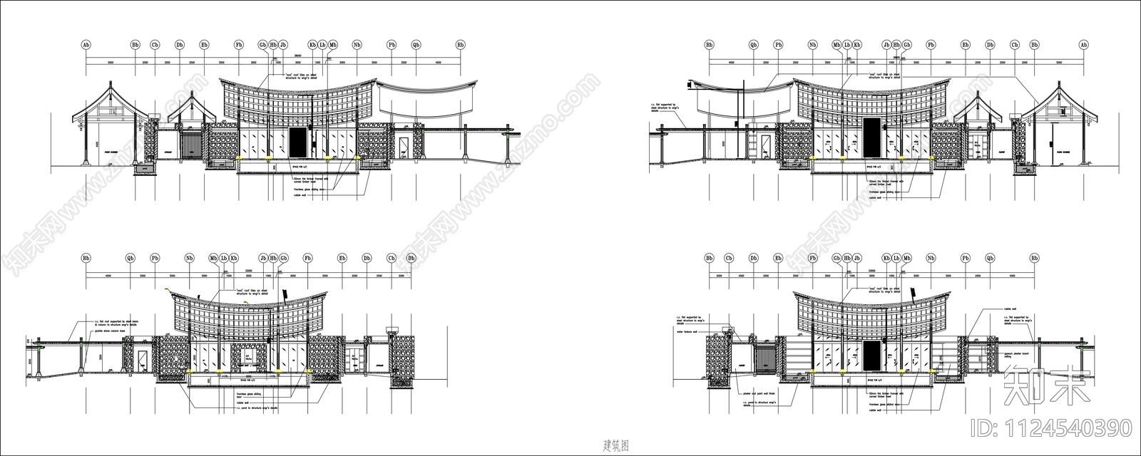 中式丽江怡榕庄建筑图cad施工图下载【ID:1124540390】