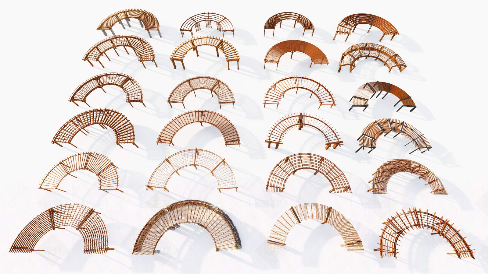 现代廊架花架SU模型下载【ID:1124543439】