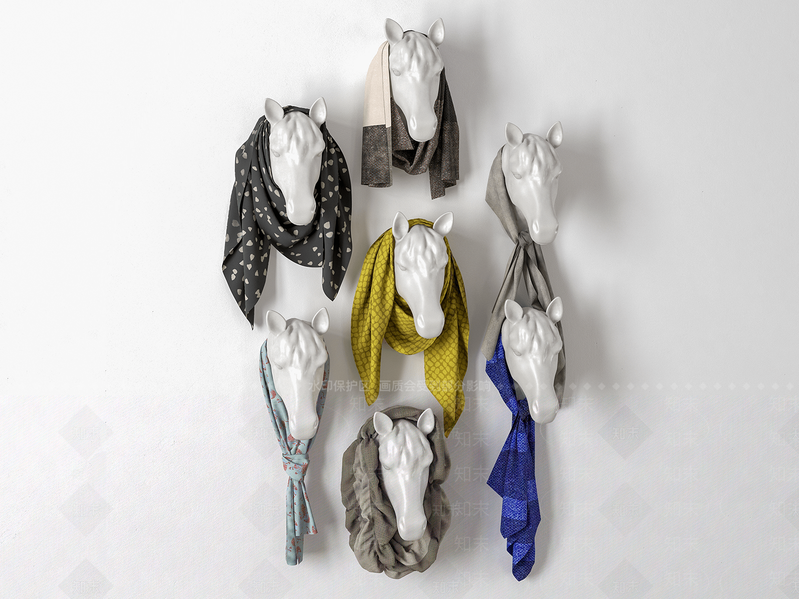 现代马头围巾展架SU模型下载【ID:1124561409】