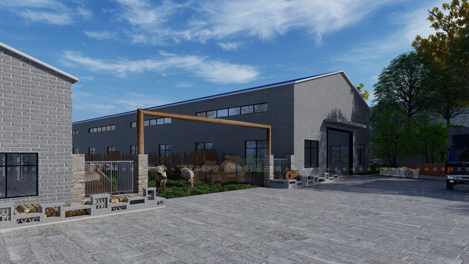 新中式农场SU模型下载【ID:1124892887】