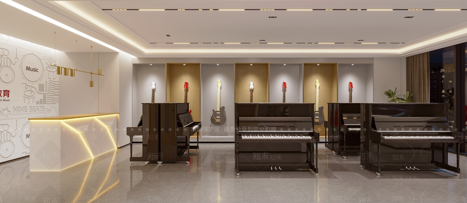 现代钢琴店3D模型下载【ID:1124565737】