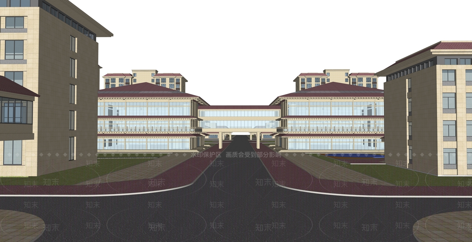 新中式养老院规划SU模型下载【ID:1124570858】