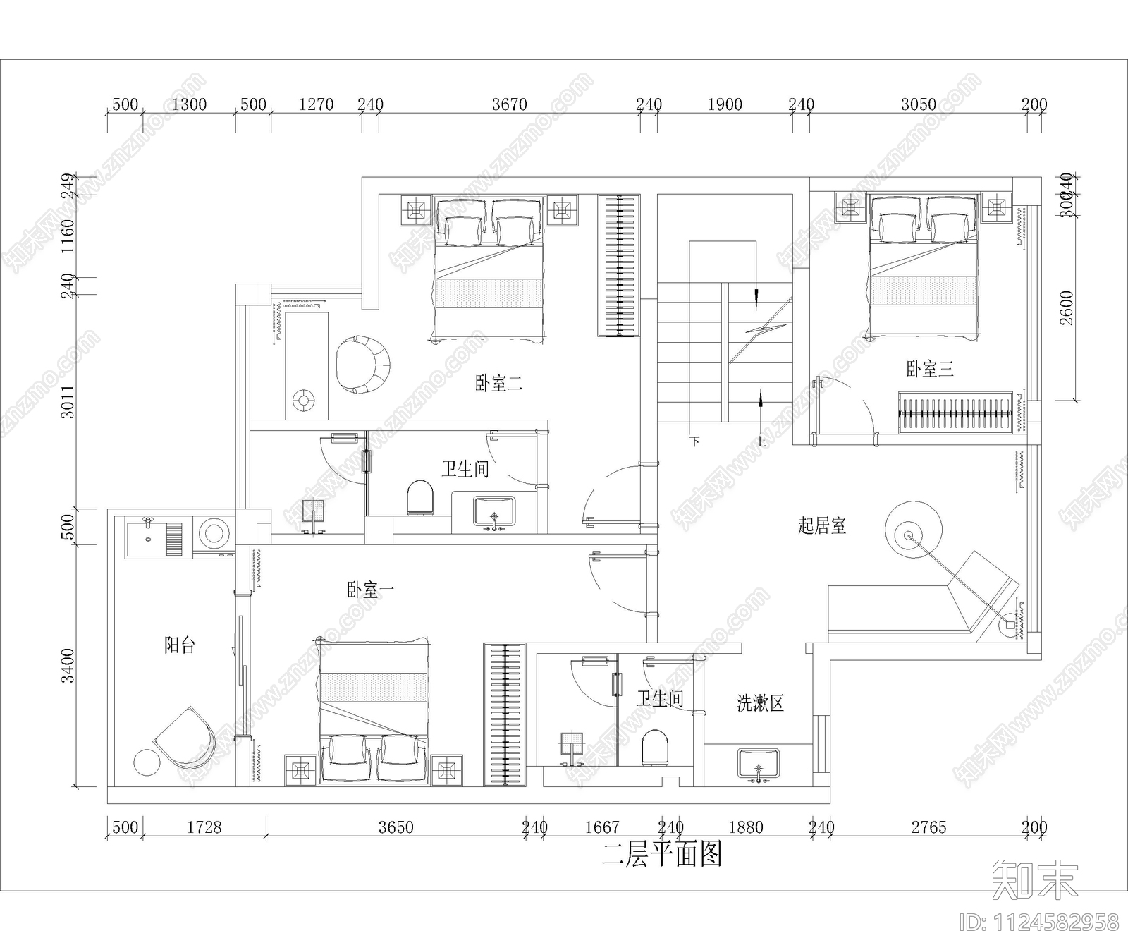 江城原著别墅平面图cad施工图下载【ID:1124582958】