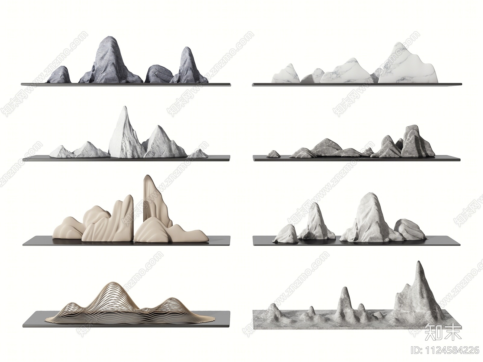 新中式假山3D模型下载【ID:1124584226】