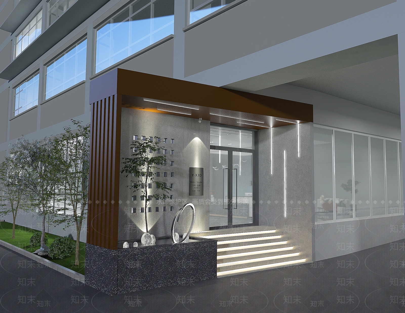 工业风办公外立面3D模型下载【ID:1124588375】