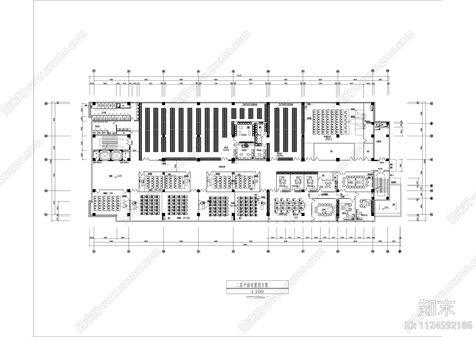 开放办公空间cad施工图下载【ID:1124592186】