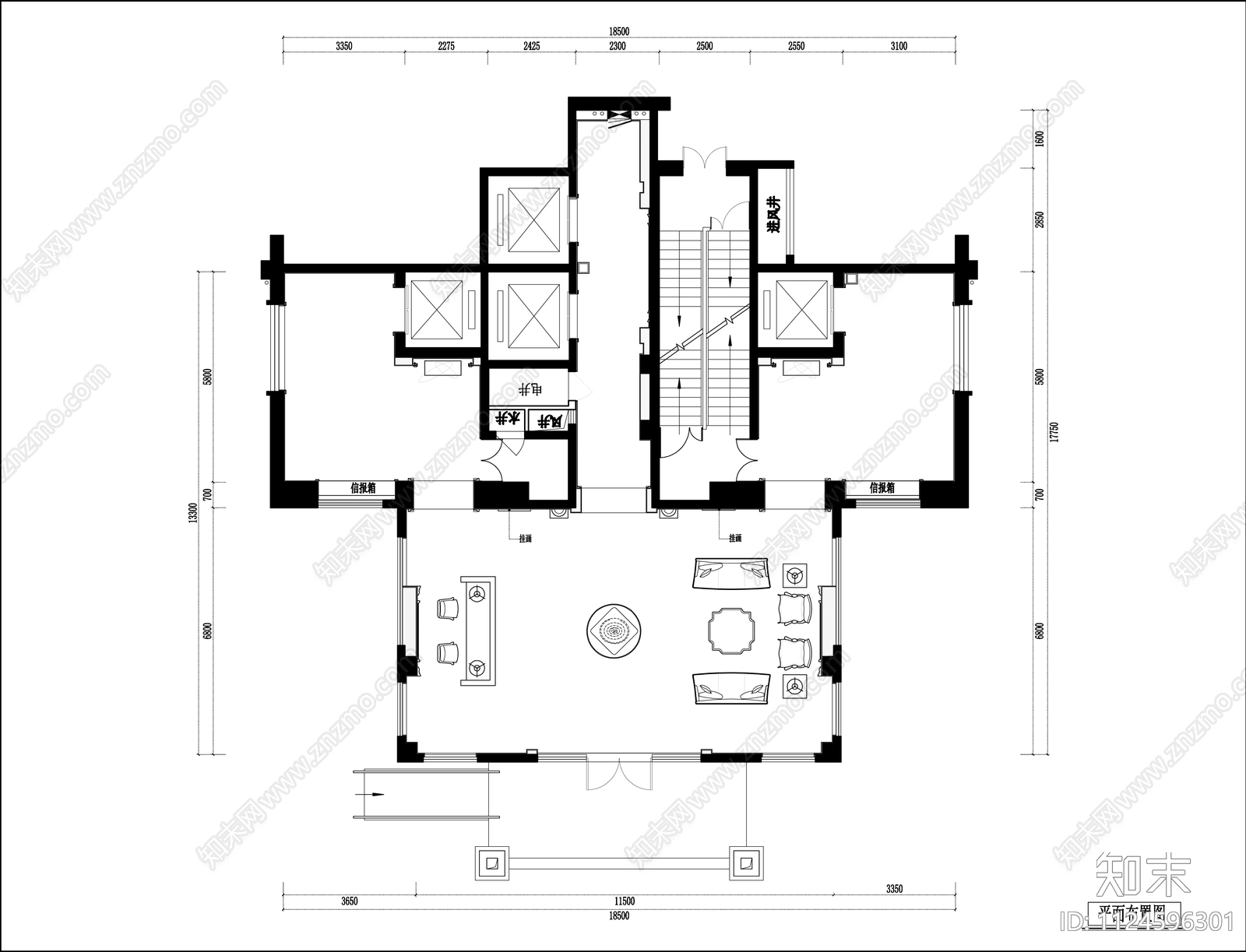 现代电梯厅施工图cad施工图下载【ID:1124596301】