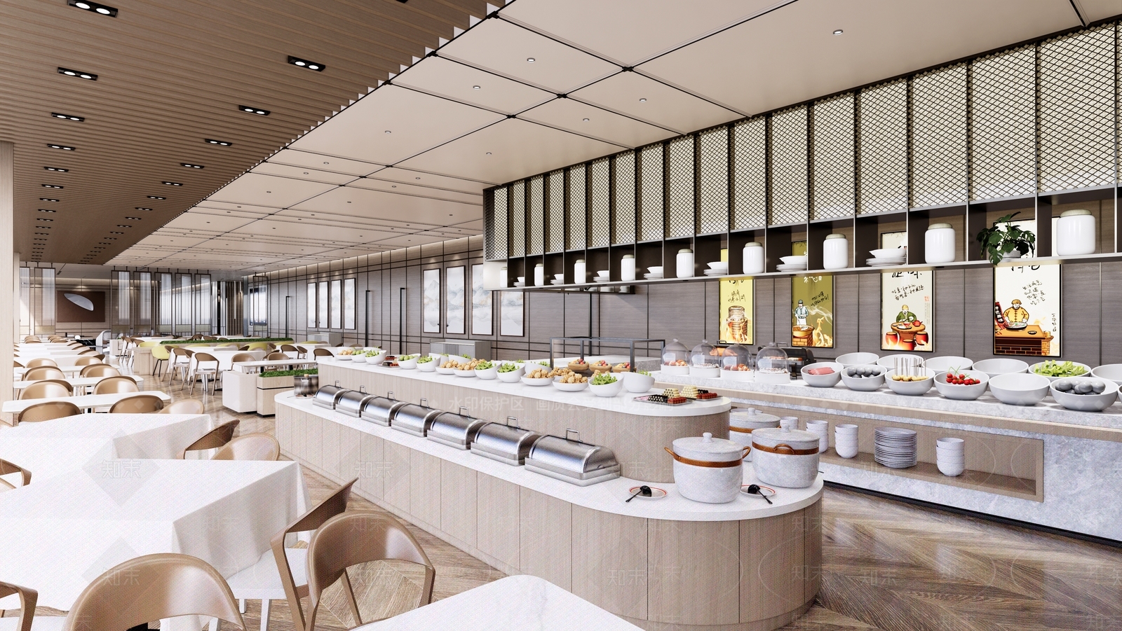 新中式自助餐厅SU模型精品下载_SketchUp模型_知末网