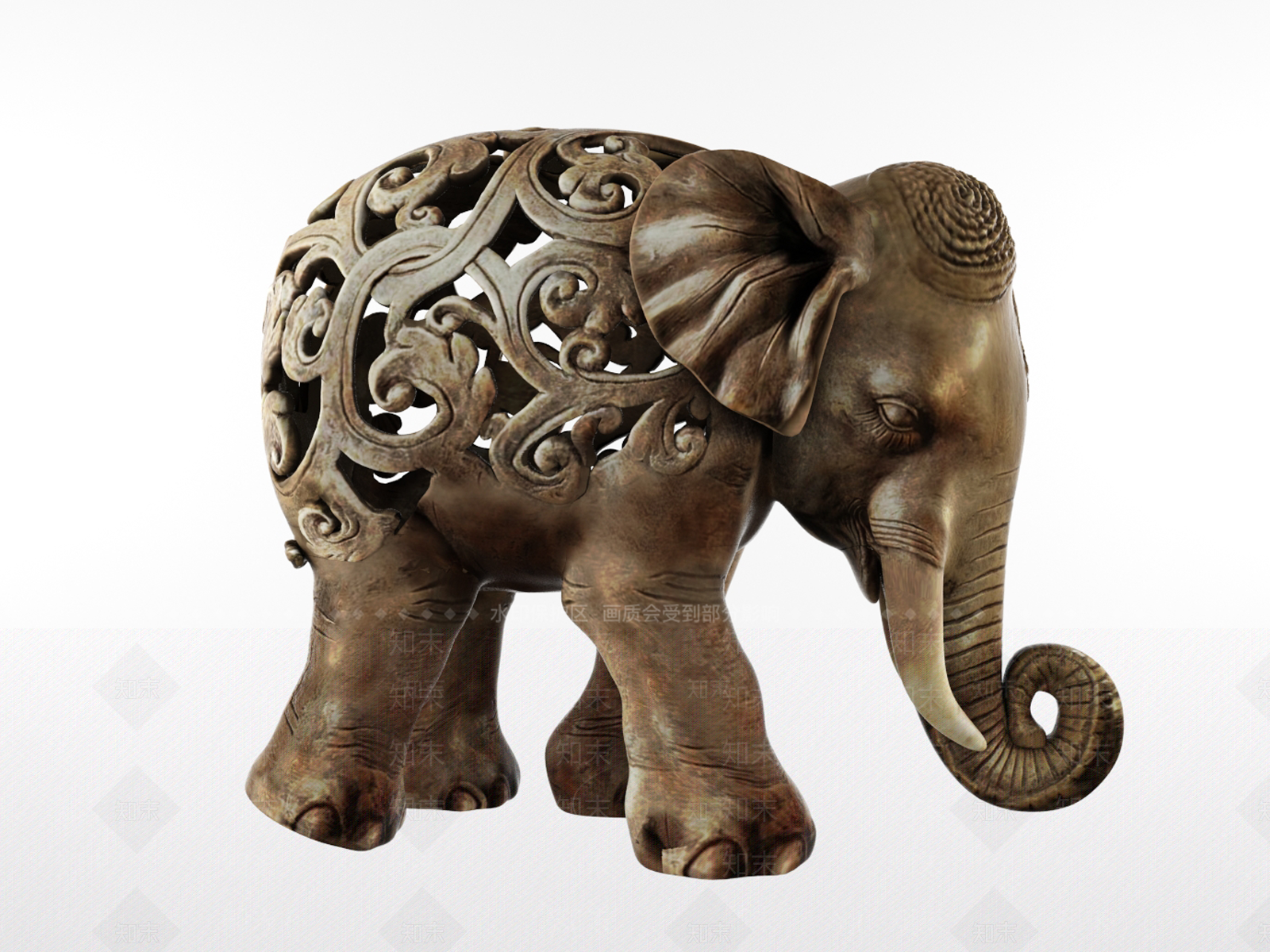 现代镂空大象雕塑SU模型下载【ID:1124600496】