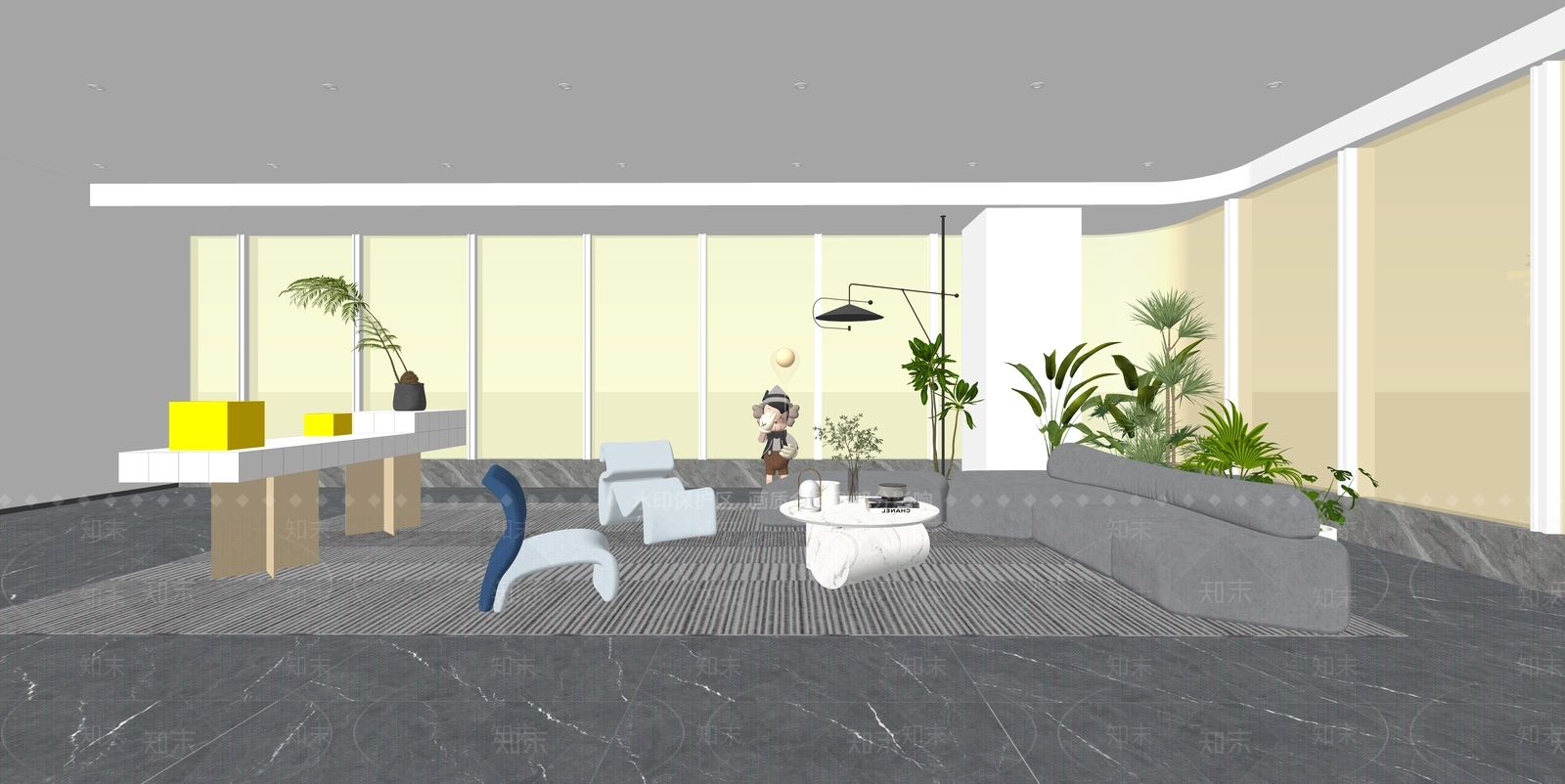 现代休息区SU模型下载【ID:1124601104】