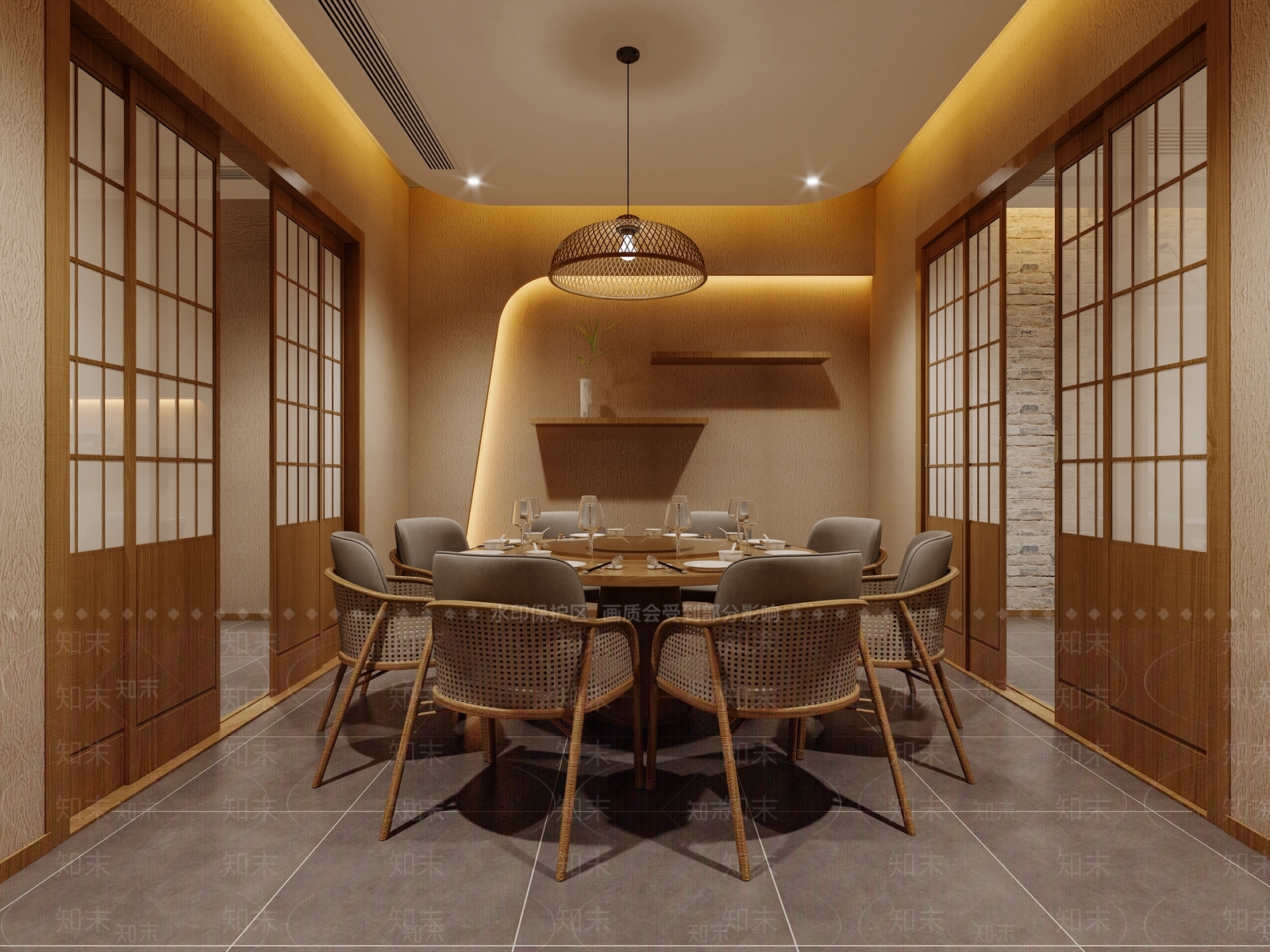 日式餐厅包间3D模型下载【ID:1124605313】