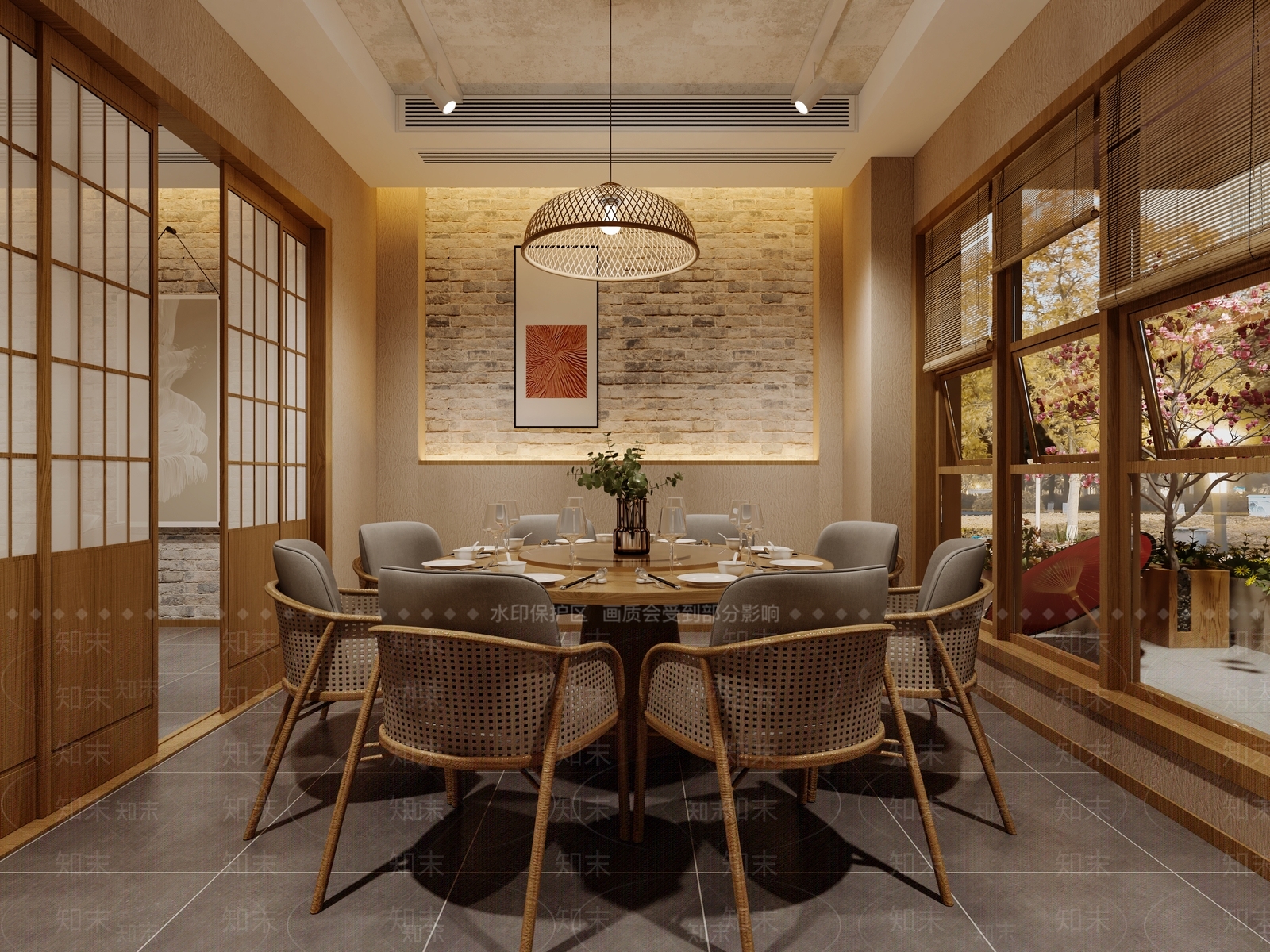 日式餐厅包间3D模型下载【ID:1124606037】