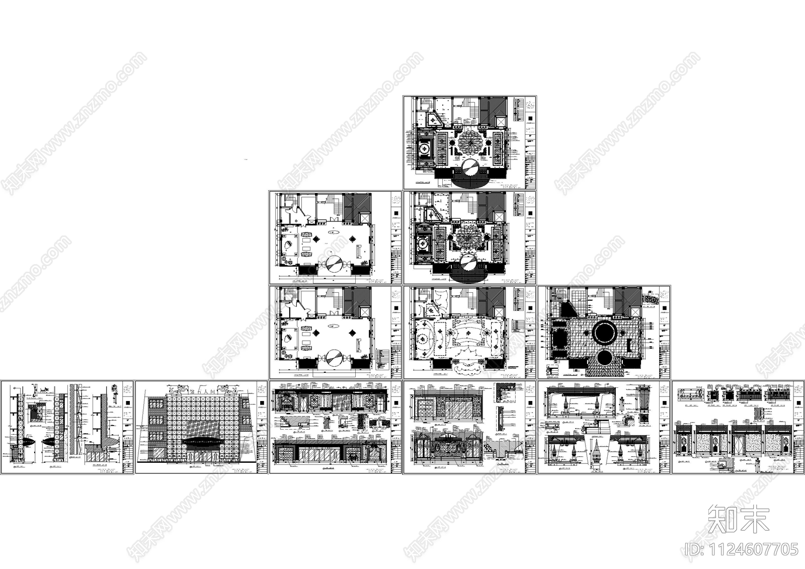 夜总会大堂休息区cad施工图下载【ID:1124607705】