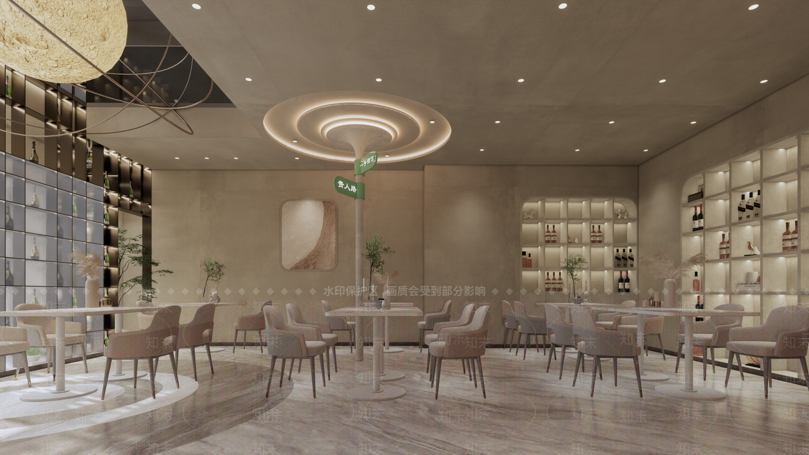 现代西餐厅SU模型下载【ID:1124608474】
