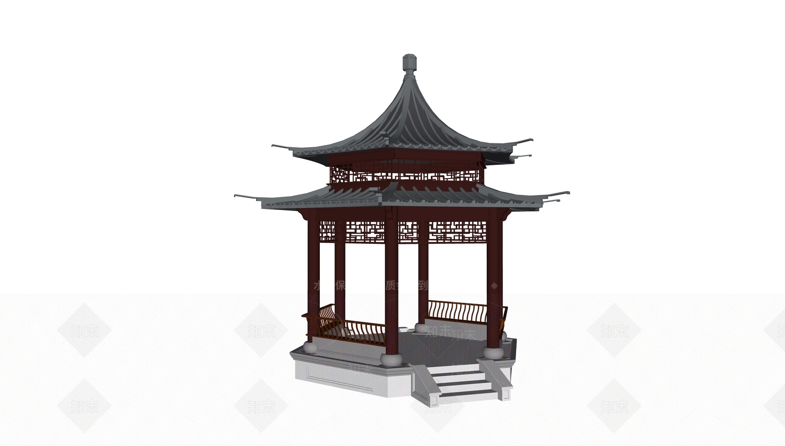 中式六角亭SU模型下载【ID:1124613706】