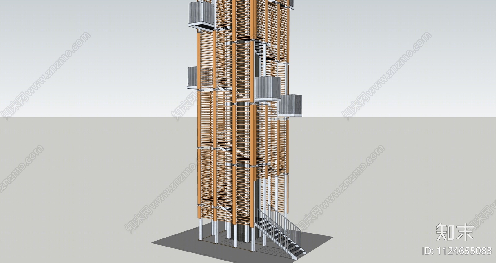 现代瞭望塔SU模型下载【ID:1124655083】