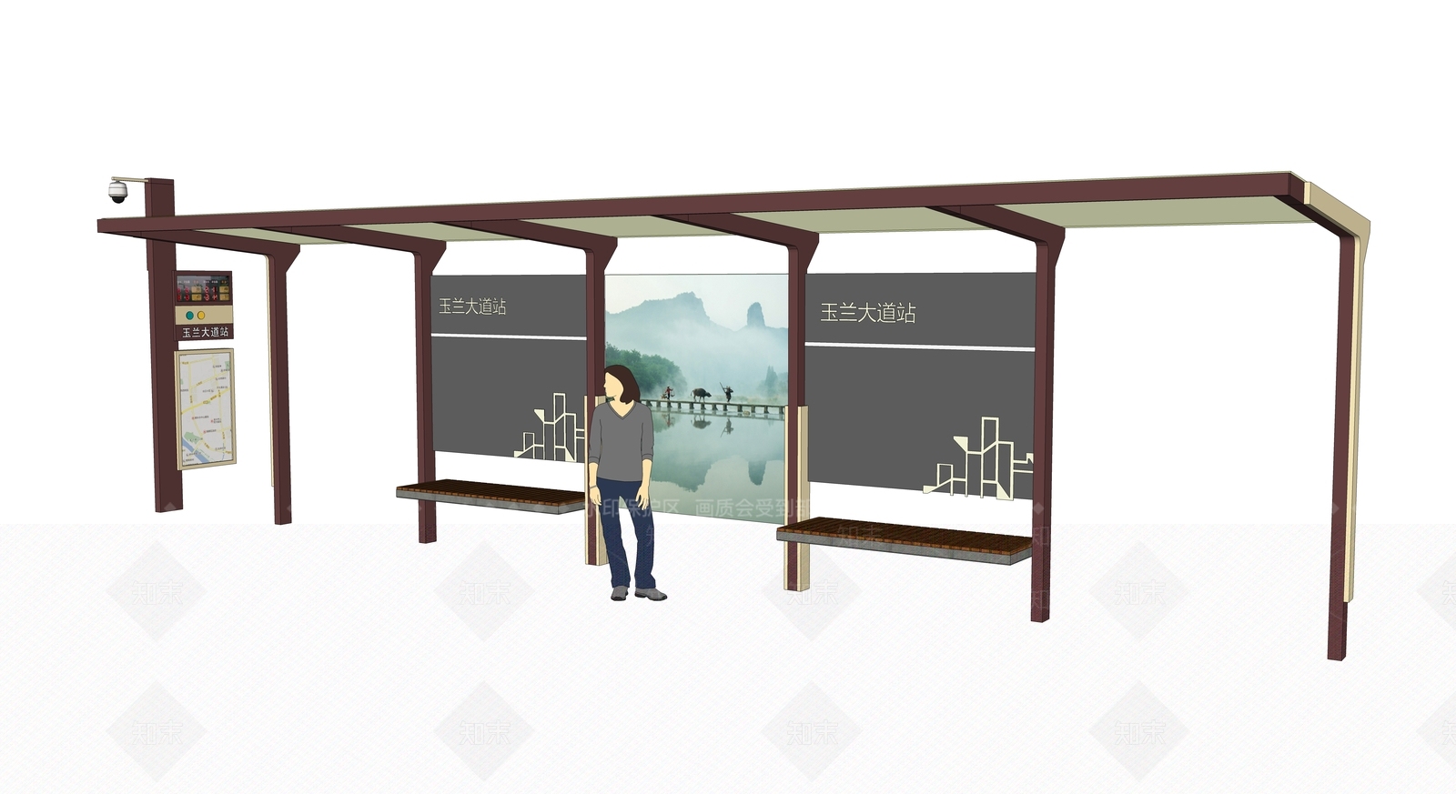 现代公交站SU模型下载【ID:1124622971】