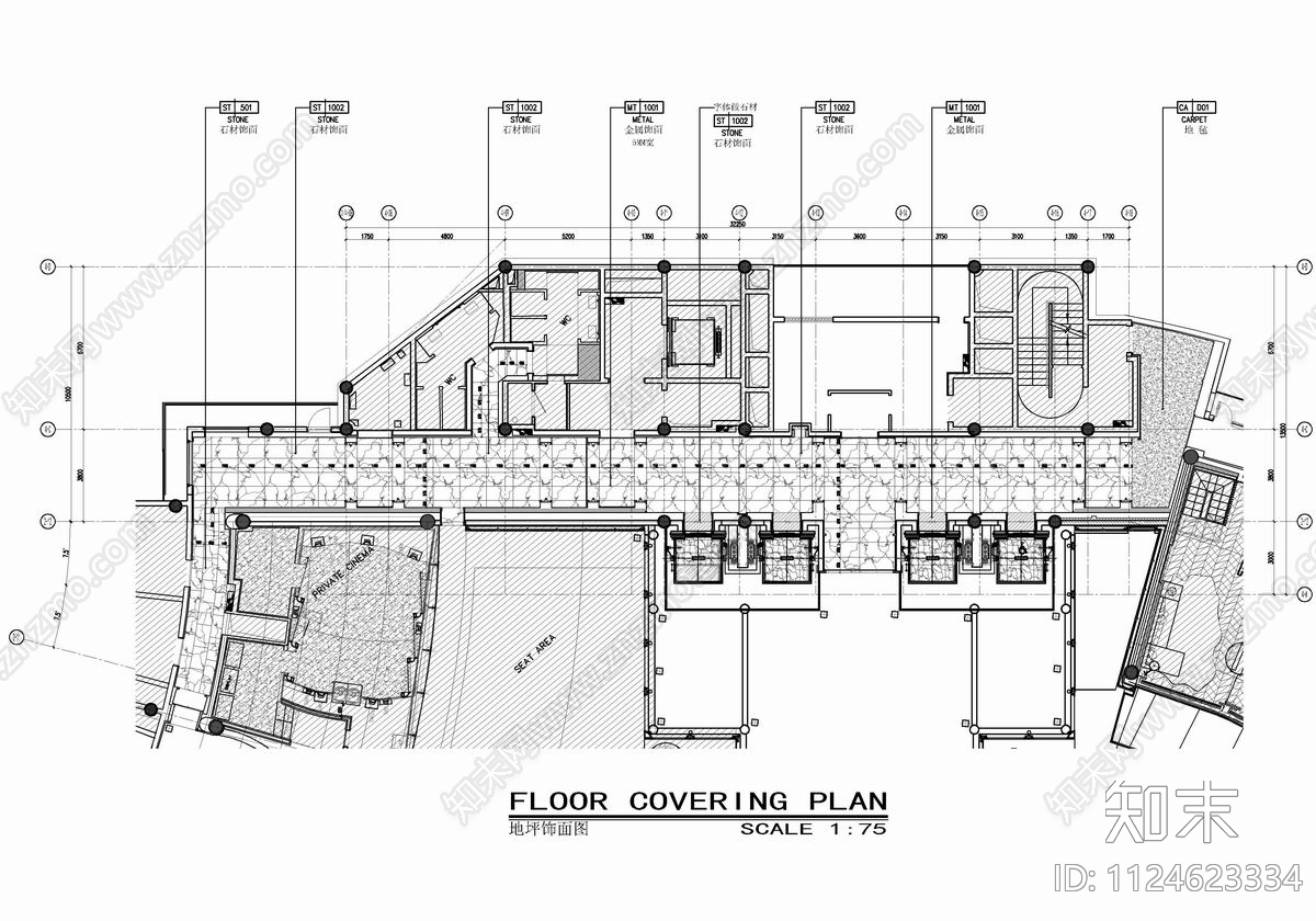 某酒店电梯厅CAD施工详细图施工图下载【ID:1124623334】