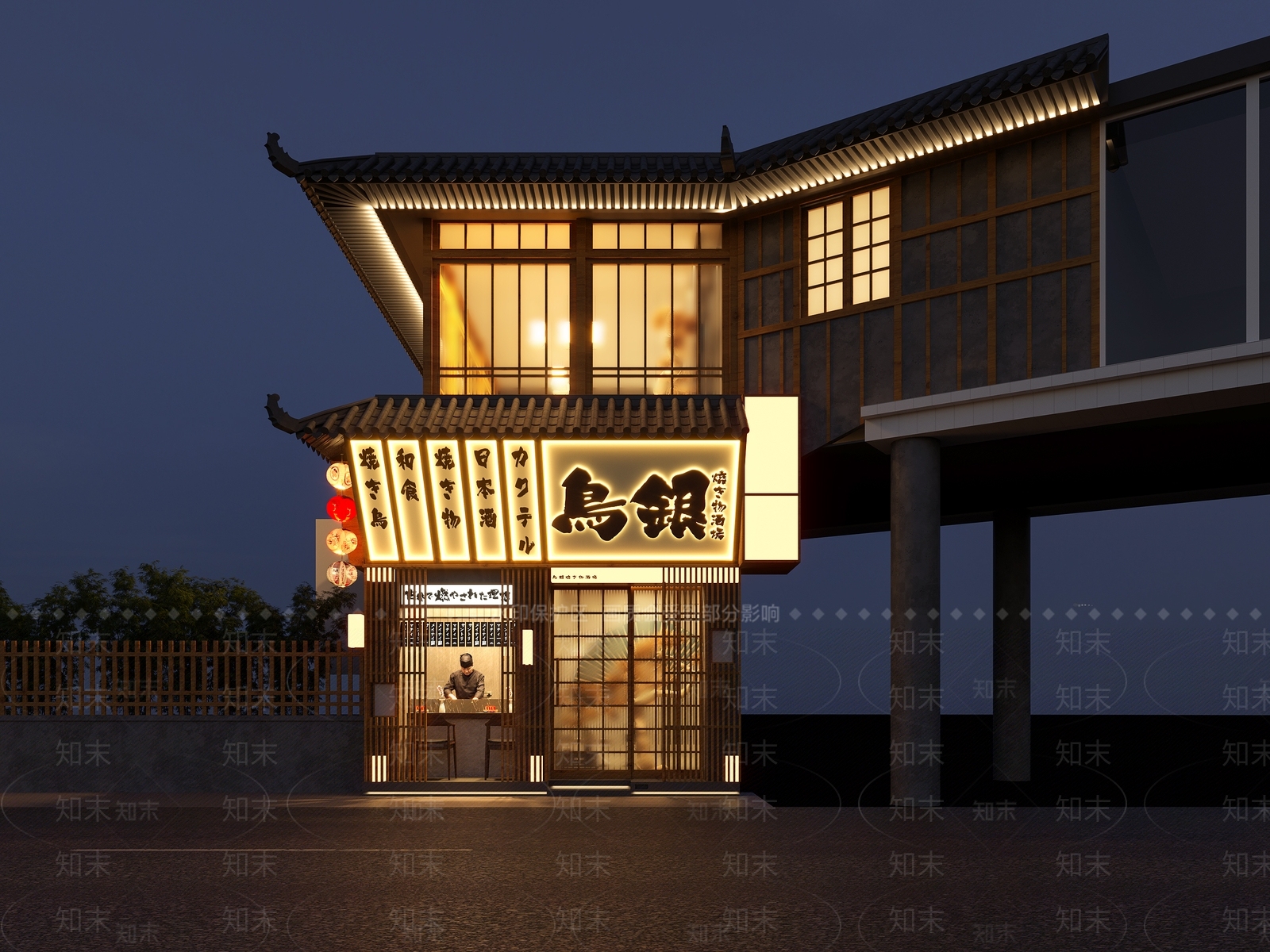 现代日料店门头3D模型下载【ID:1124627014】