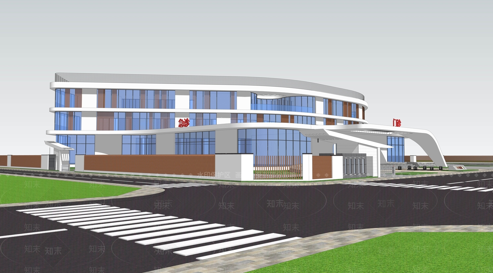 现代医疗建筑SU模型下载【ID:1124638354】