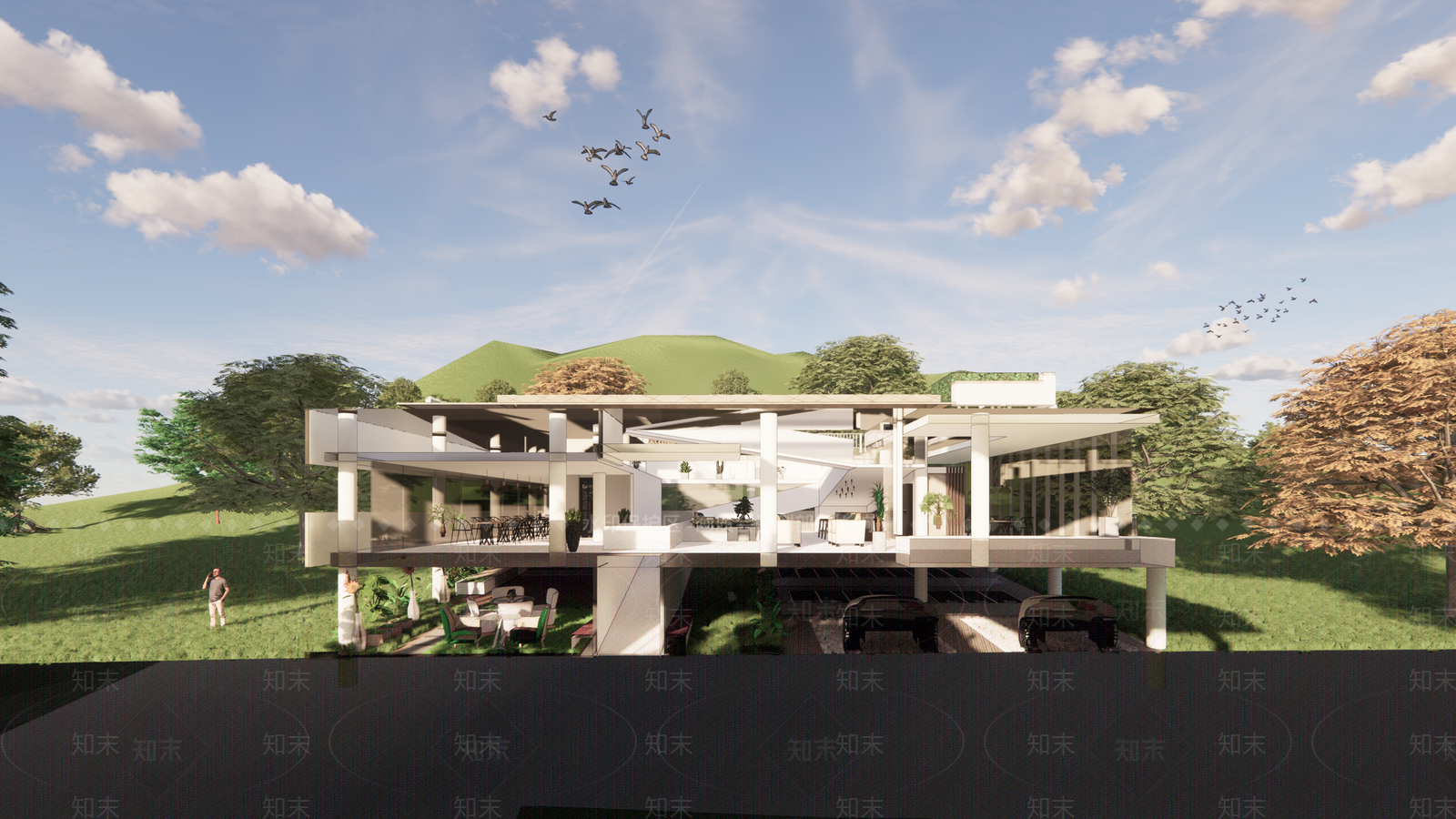 现代文化场馆SU模型下载【ID:1124814866】