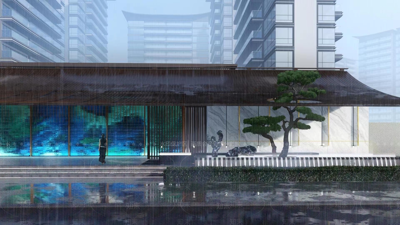 新中式小区入口大门SU模型下载【ID:1124649478】