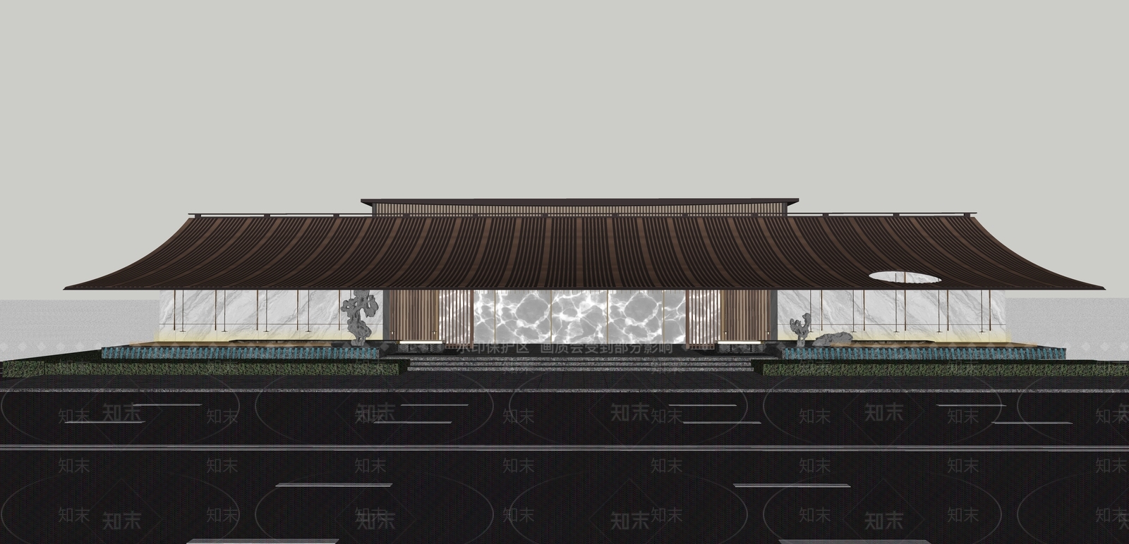 新中式小区入口大门SU模型下载【ID:1124649478】