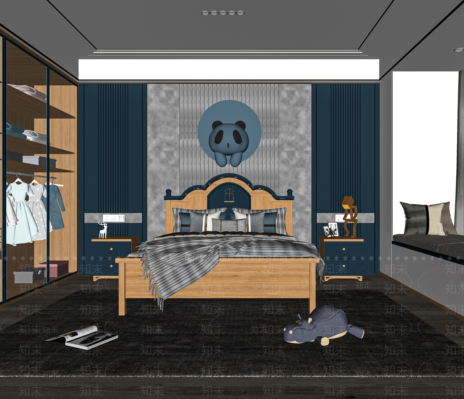 北欧男孩儿童房SU模型下载【ID:1124653054】