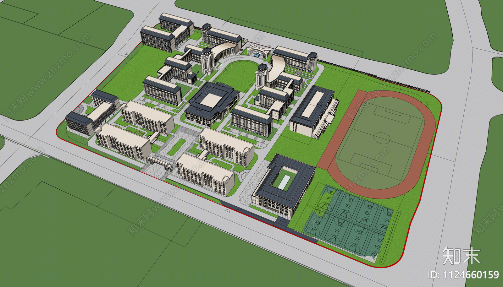 现代高中学校SU模型下载【ID:1124660159】