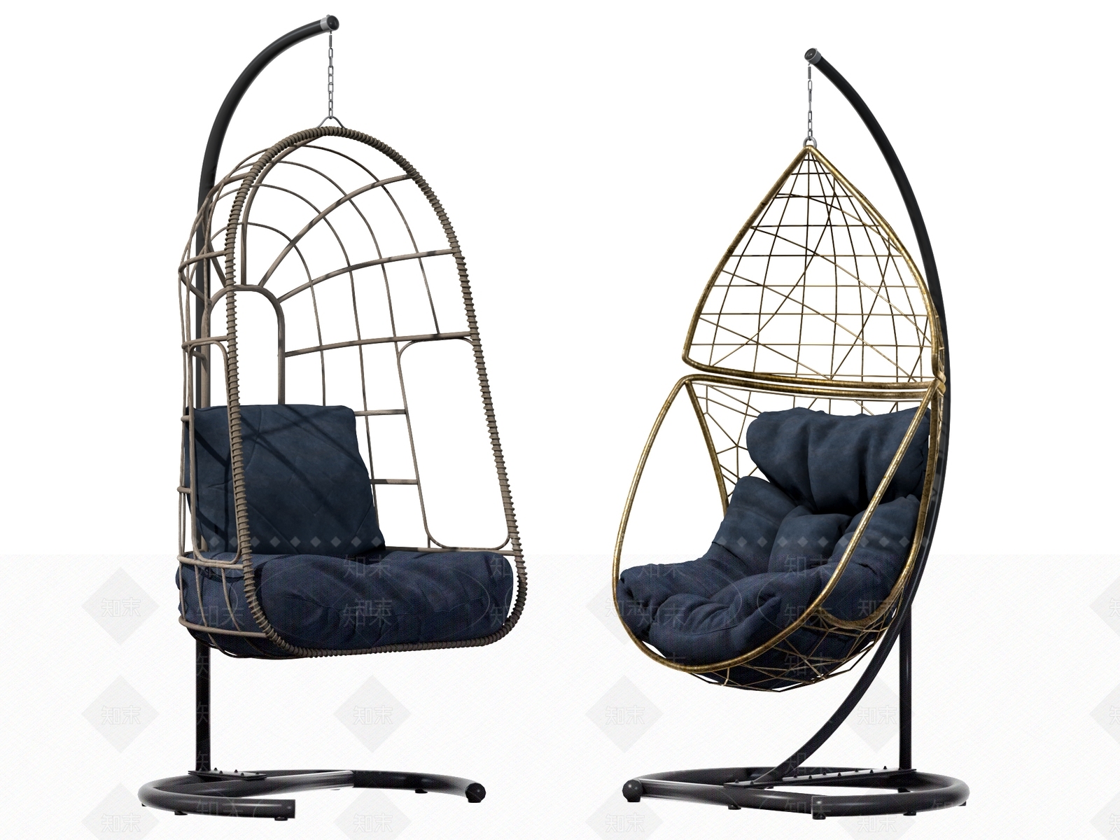 现代藤椅吊椅SU模型下载【ID:1124673402】