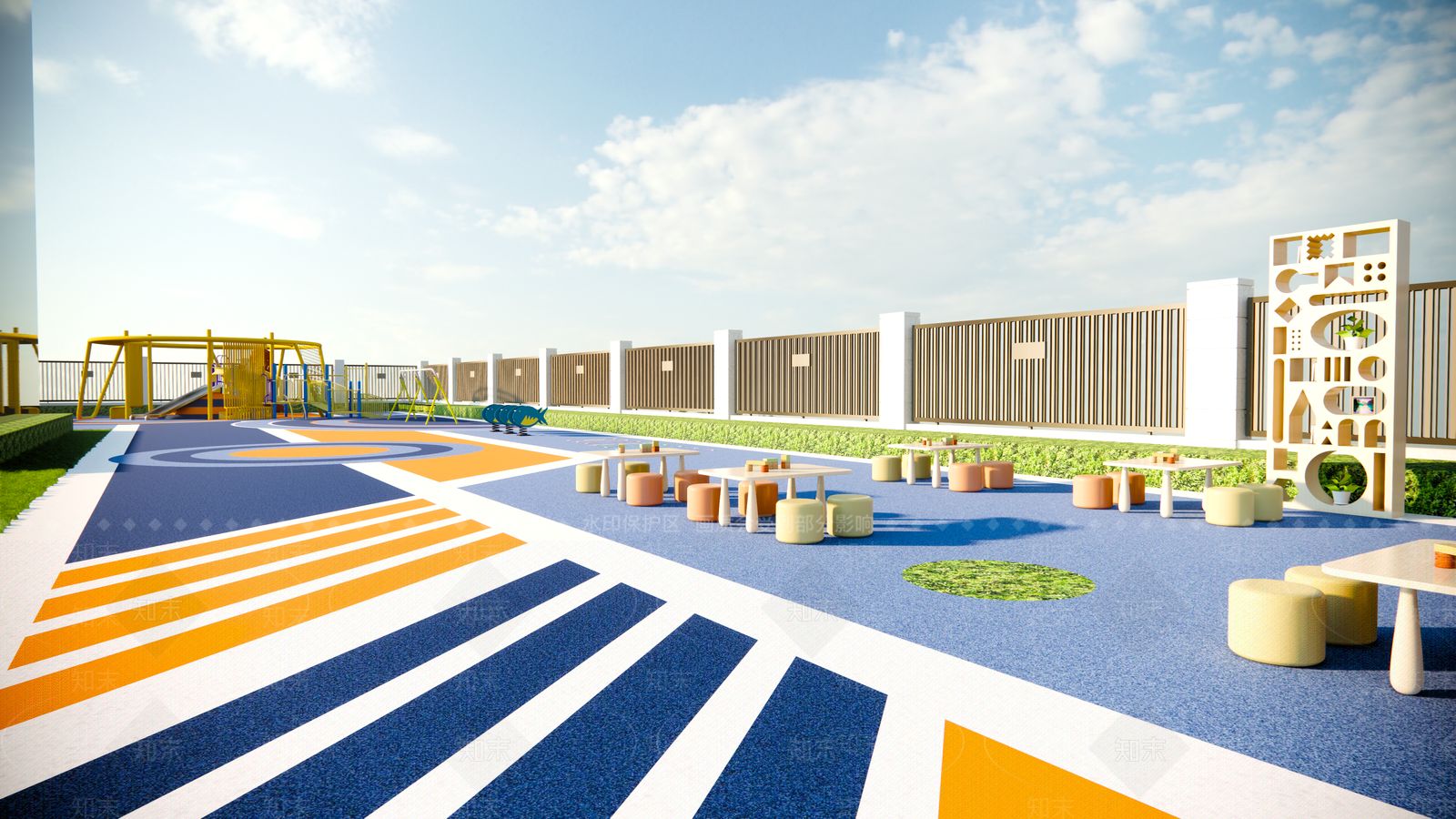 现代幼儿园儿童活动区景观SU模型下载【ID:1124680074】