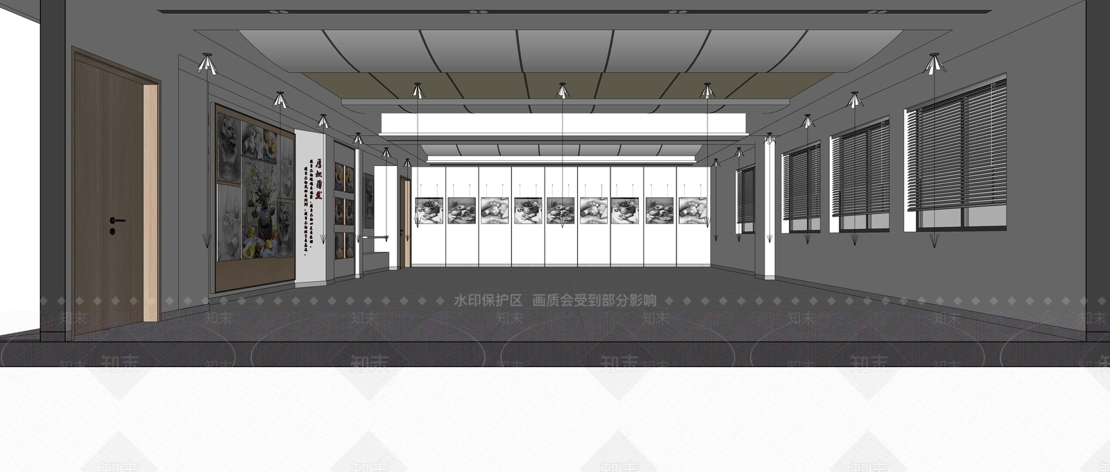 现代学校美术室SU模型下载【ID:1124681246】