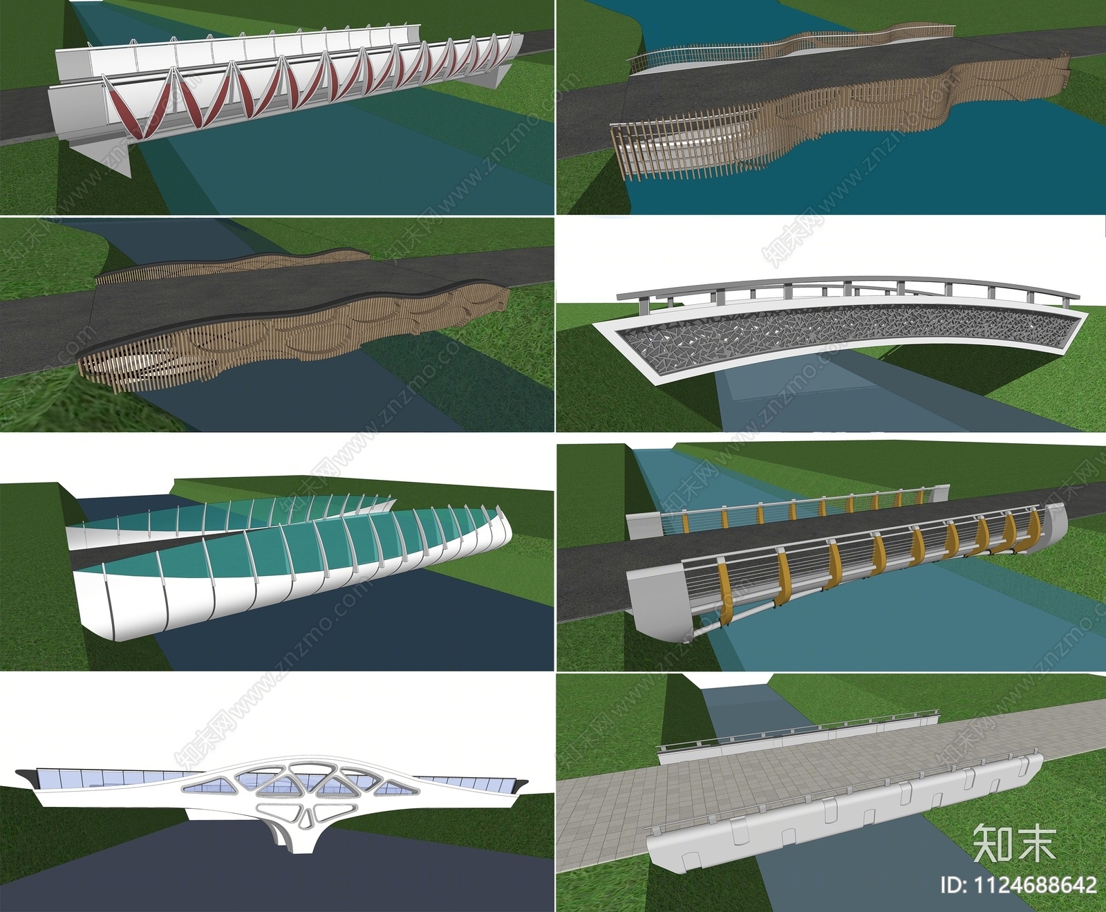 现代景观桥SU模型下载【ID:1124688642】