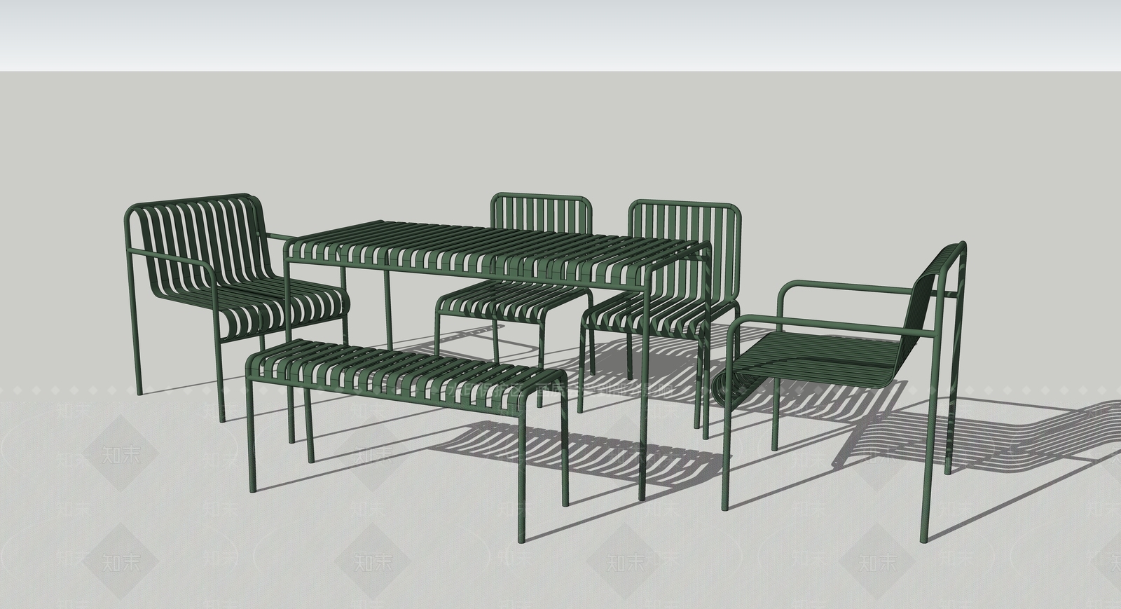 现代户外座椅组合SU模型下载【ID:1124689235】