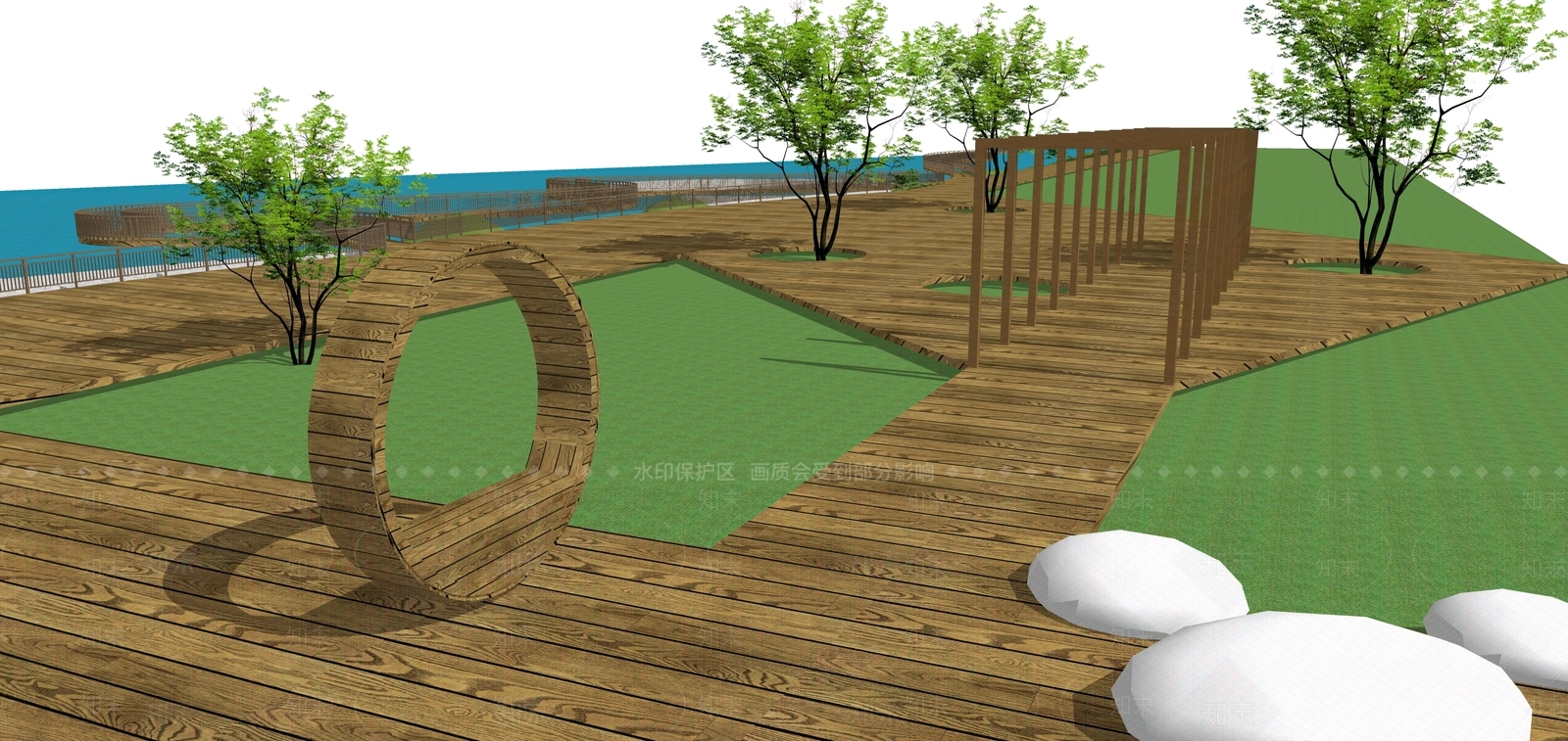 现代公园景观SU模型下载【ID:1124692278】