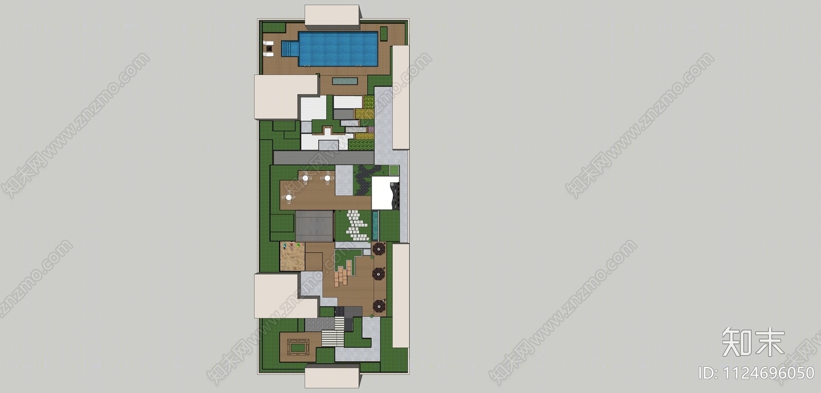 现代屋顶花园SU模型下载【ID:1124696050】