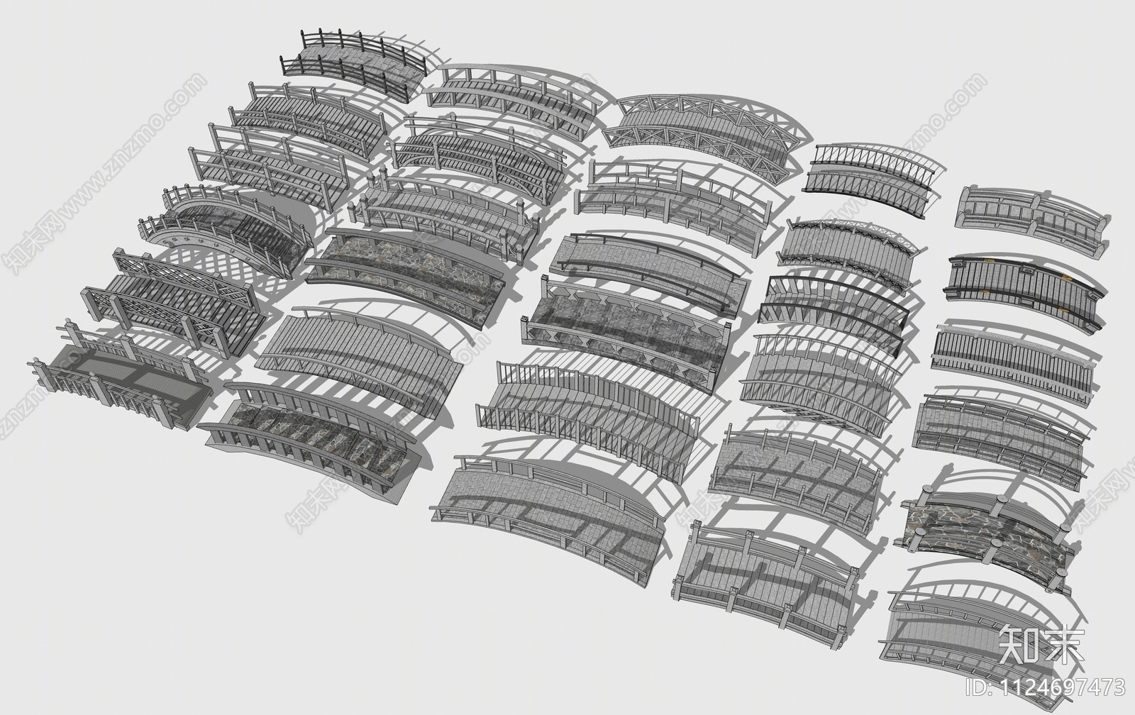 中式景观桥SU模型下载【ID:1124697473】