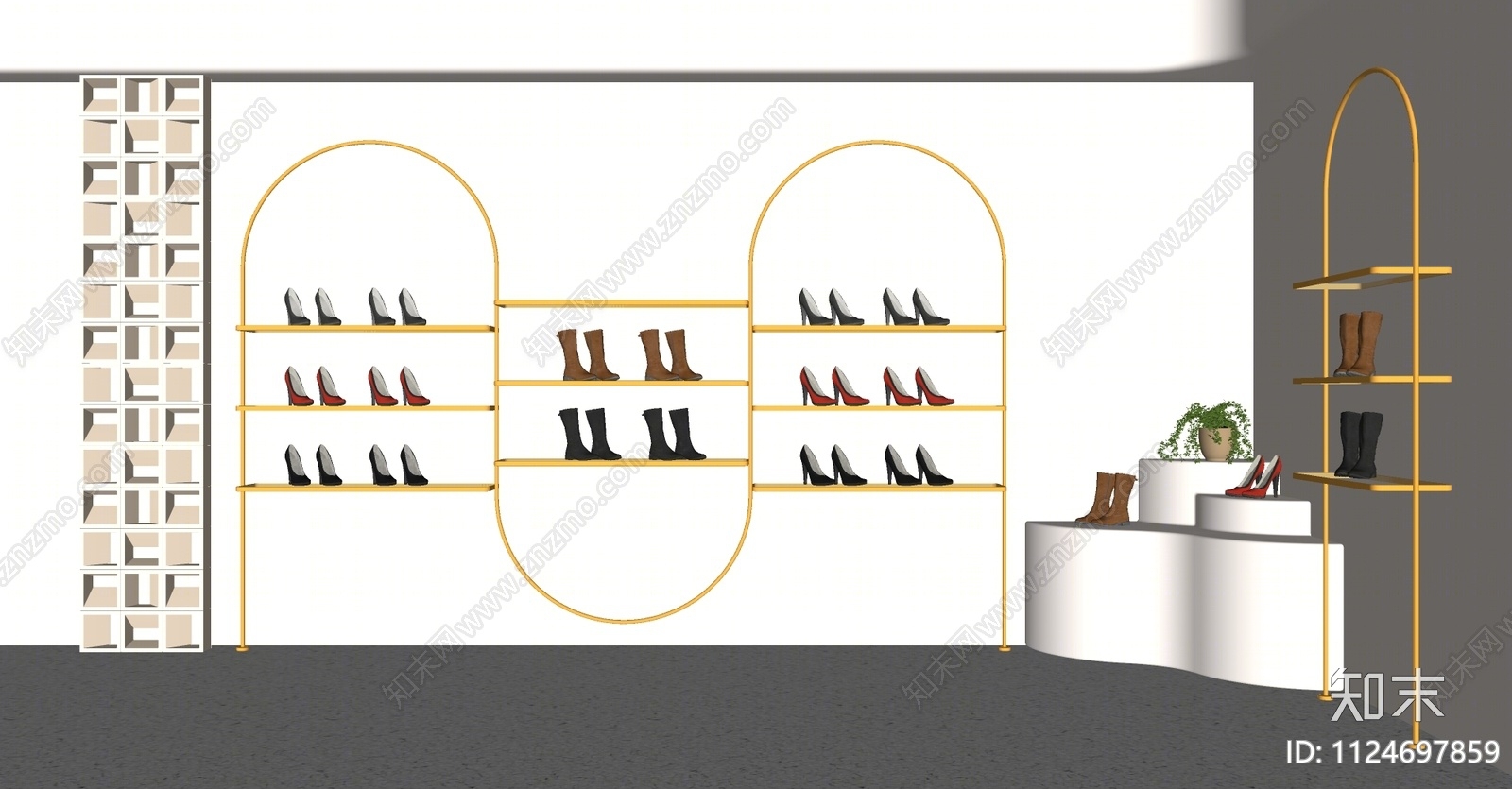 现代鞋店鞋架SU模型下载【ID:1124697859】