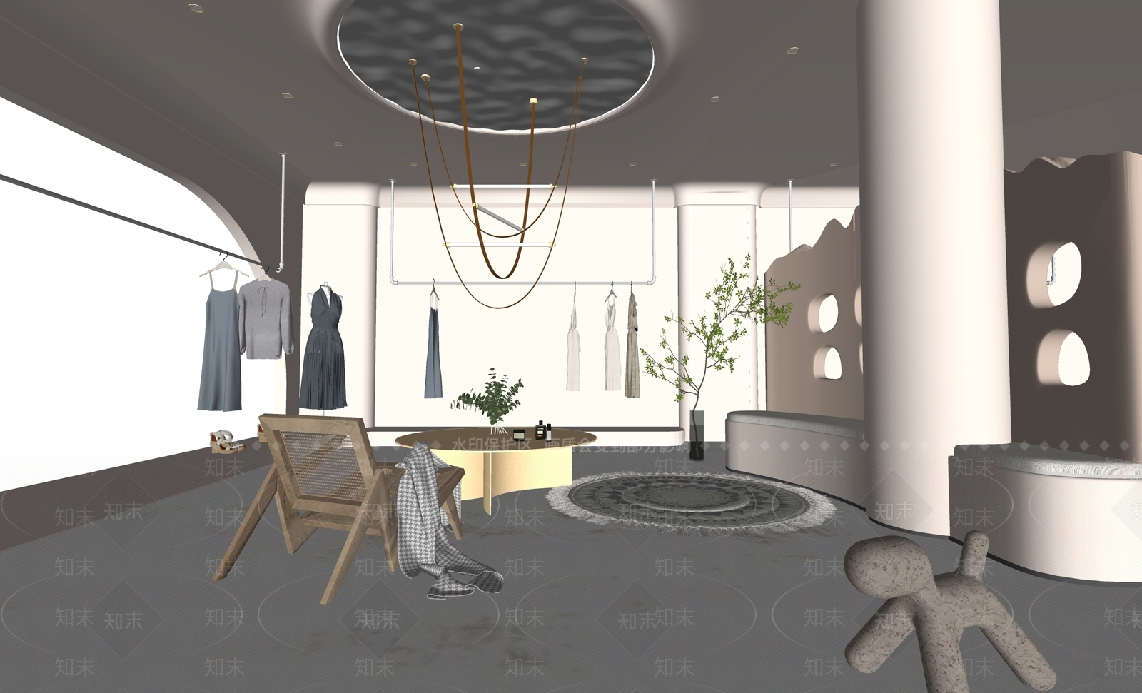 侘寂服装店SU模型下载【ID:1124704395】