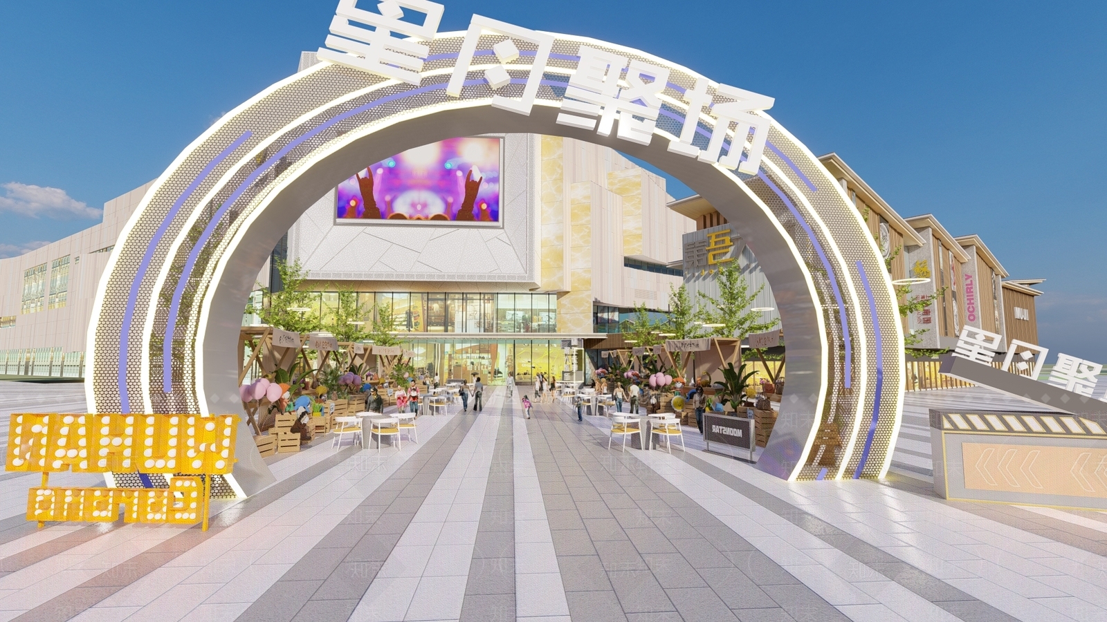 现代商业集市SU模型下载【ID:1124734677】