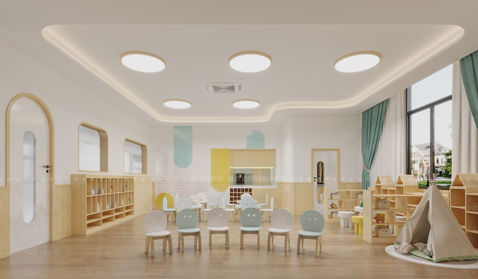 现代幼儿园教室3D模型下载【ID:1124743770】