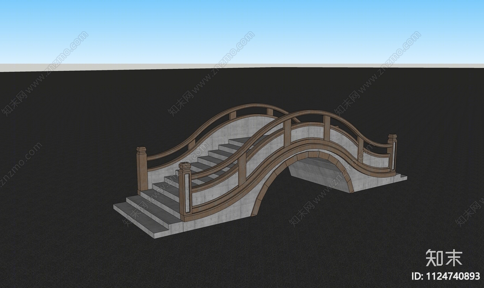 中式木桥SU模型下载【ID:1124740893】