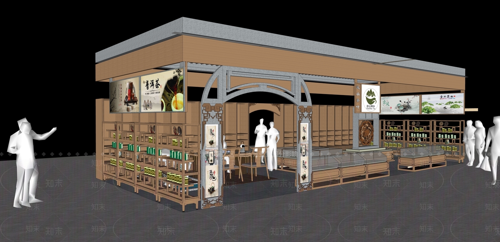 新中式商业展厅SU模型下载【ID:1124741882】