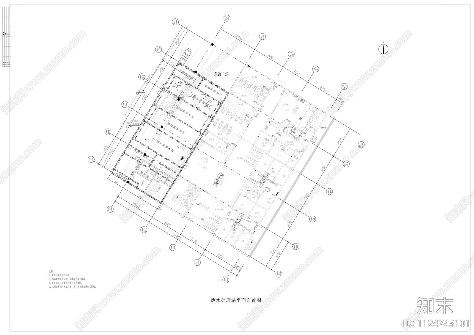 医科大学附属妇女儿童医院废水处理工程土建施工图cad施工图下载【ID:1124745101】