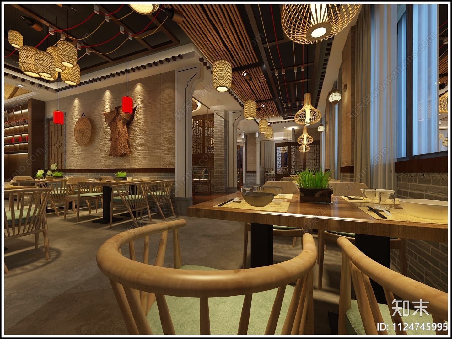 中式餐厅CAD施工图下载【ID:1124745995】