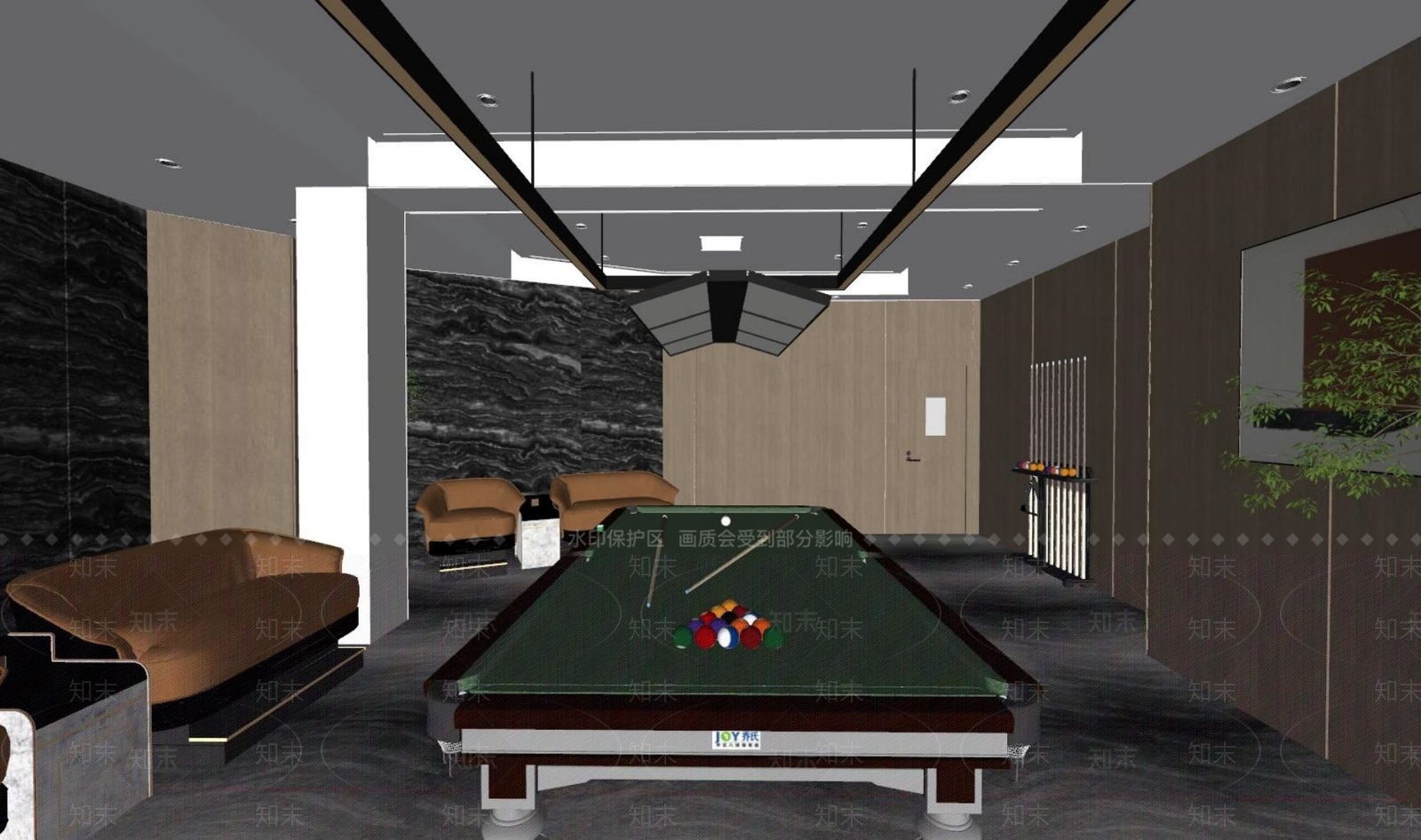 现代台球室SU模型下载【ID:1124747072】