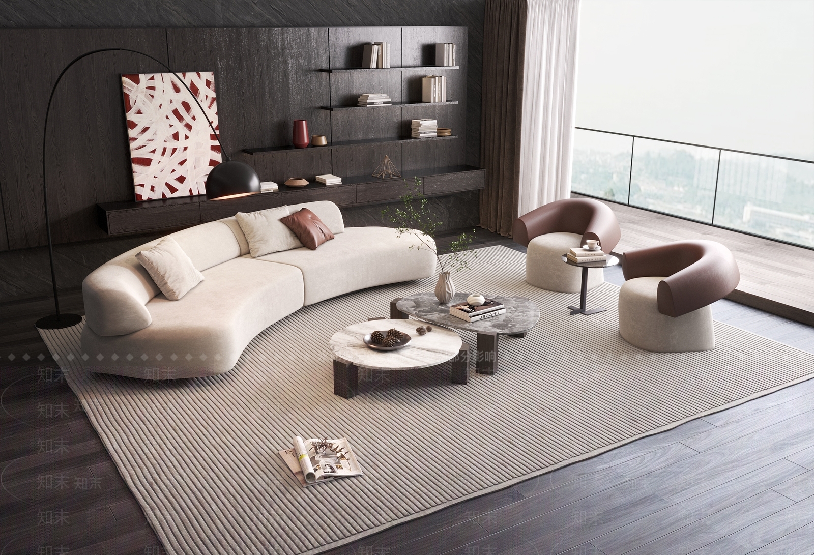 杂志与植物装饰组合3D模型下载【ID:1206186234】