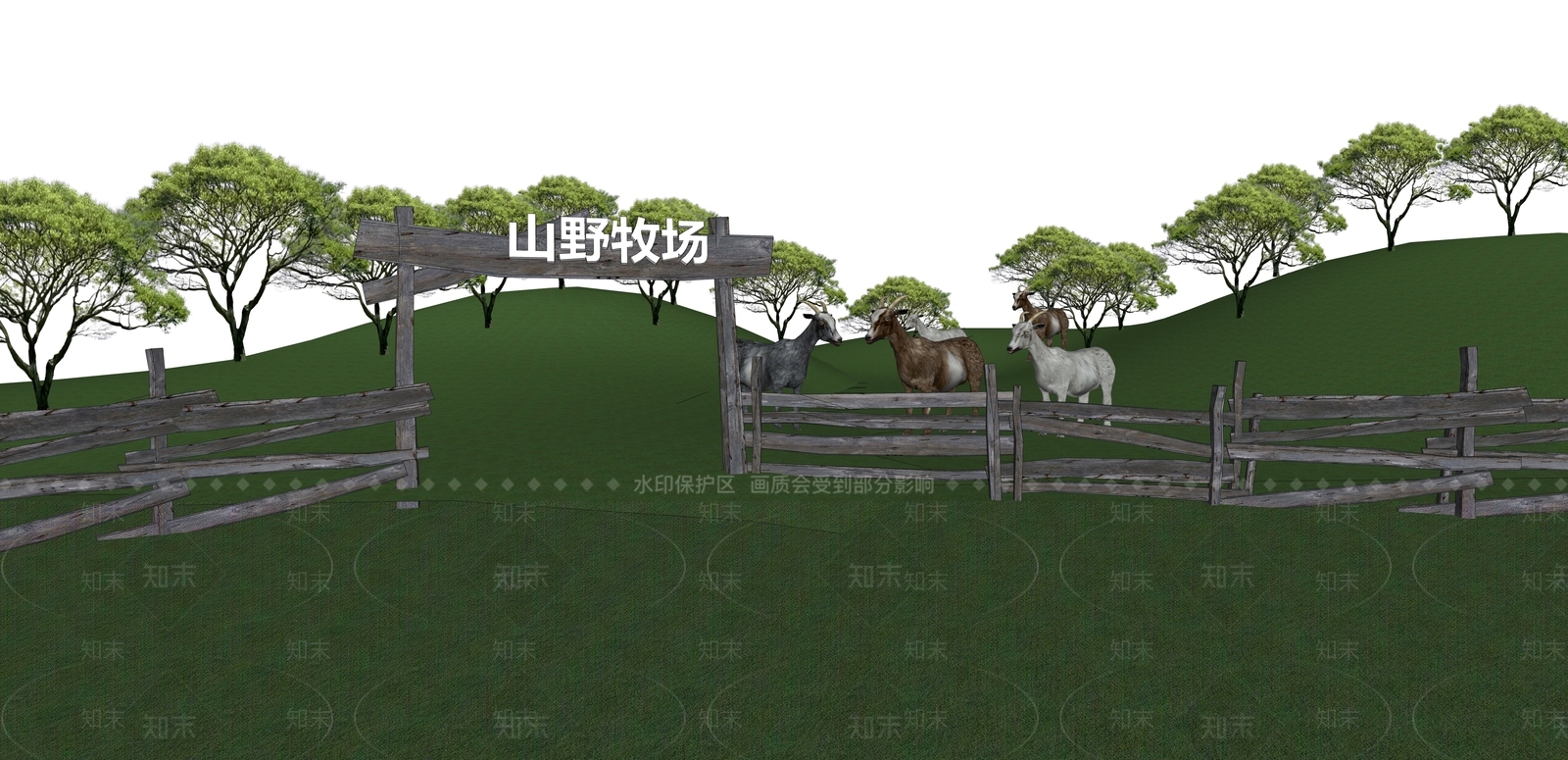 现代山野牧场SU模型下载【ID:1124752438】